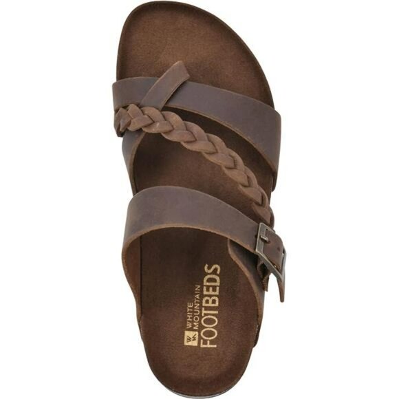 Womens Leather Braided Sandals Comfort Footbed Adjustable Strap Summer Shoes - Picture 6 of 7